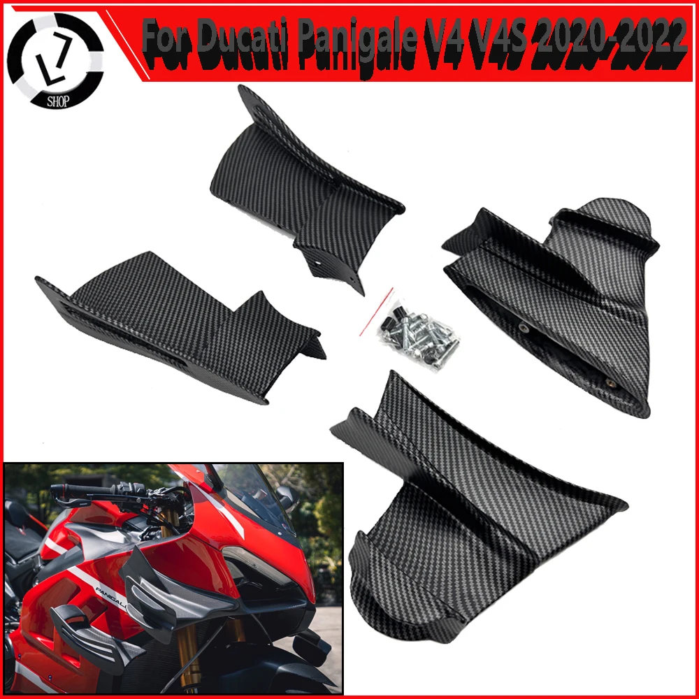 Motorcycle Accessories Fixed Wing Front Aerodynamic Spoiler For Ducati V4 V4S V4R 2018 2019 2020 2021 2020 Four Piece Set