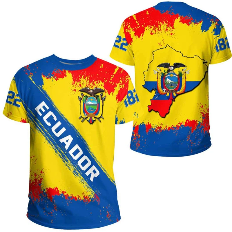 Hip Hop T Shirts Men Women Ecuador Flag Casual Tee Shirt Ecuadorian National Emblem 3D Printed Breathable Short Sleeve Gym Tops