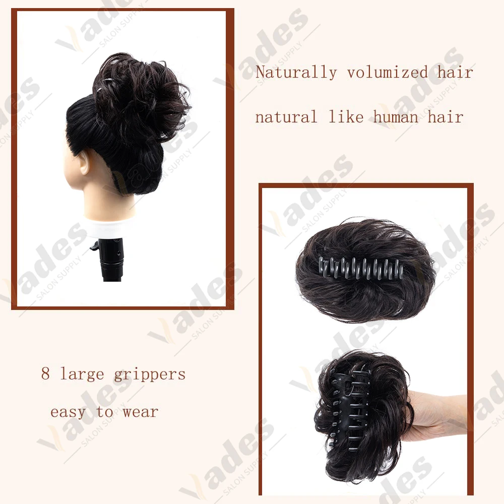 كعكة فوضوية مع مشبك مخلب الكعك الطبيعي مجعد هيربيسي ل Chignon ذيل حصان دونات أوبدو وصلات شعر ضخمة سريعة للنساء