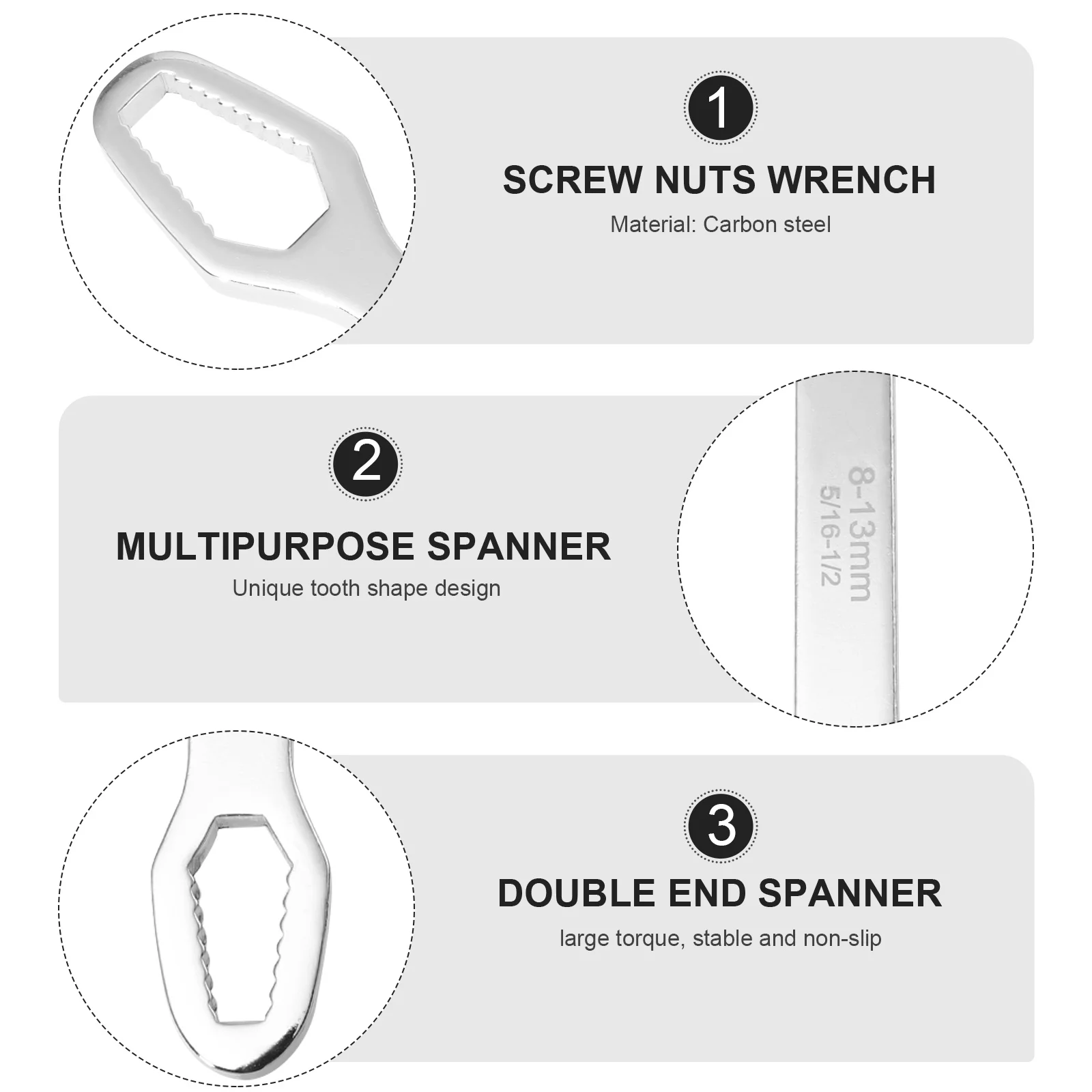 

1pc Multifunction Spanner Double Ended Wrench For Auto Repair Mechanical Engineering Universal Tool Multipurpose