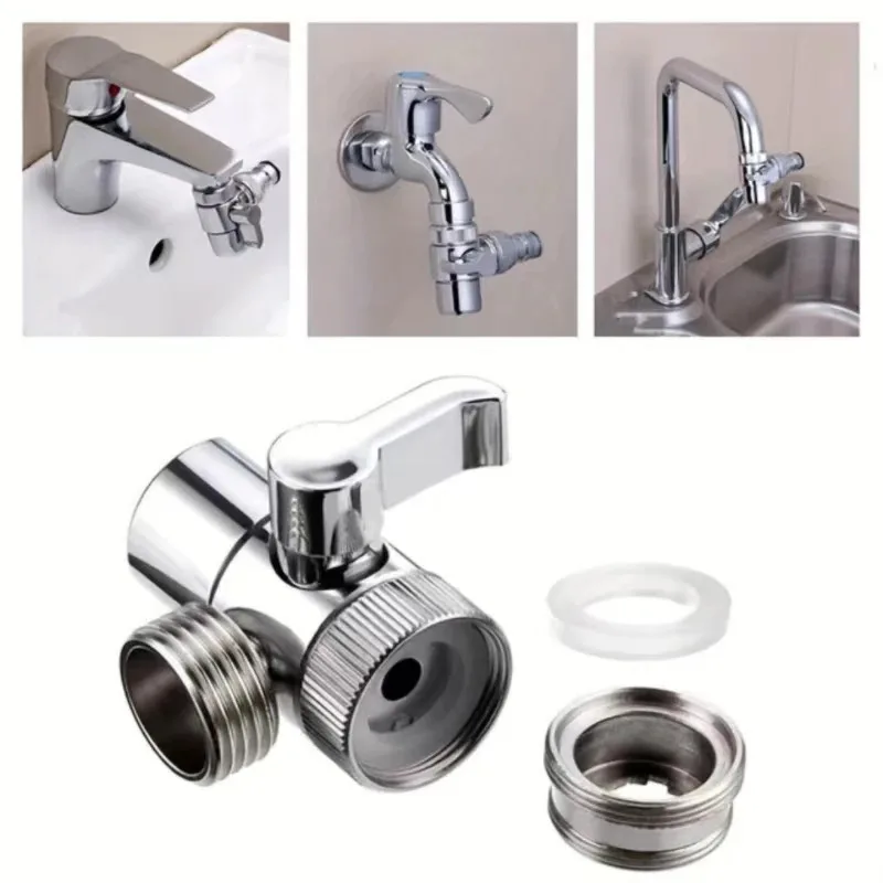 Universal Faucet Splitter for Kitchen Bathroom Toilet and Shower Diverter Valve Water Tap Connector with Easy Switch Adapter