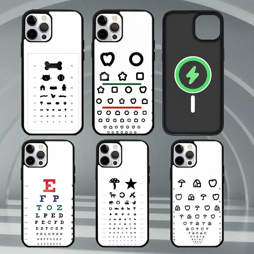 

M-Medical Eye Vision Chart Phone Case For iPhone17,16,15,14,13,12,11 Plus,Pro Max Magnetic For Magsafe Wireless Charging