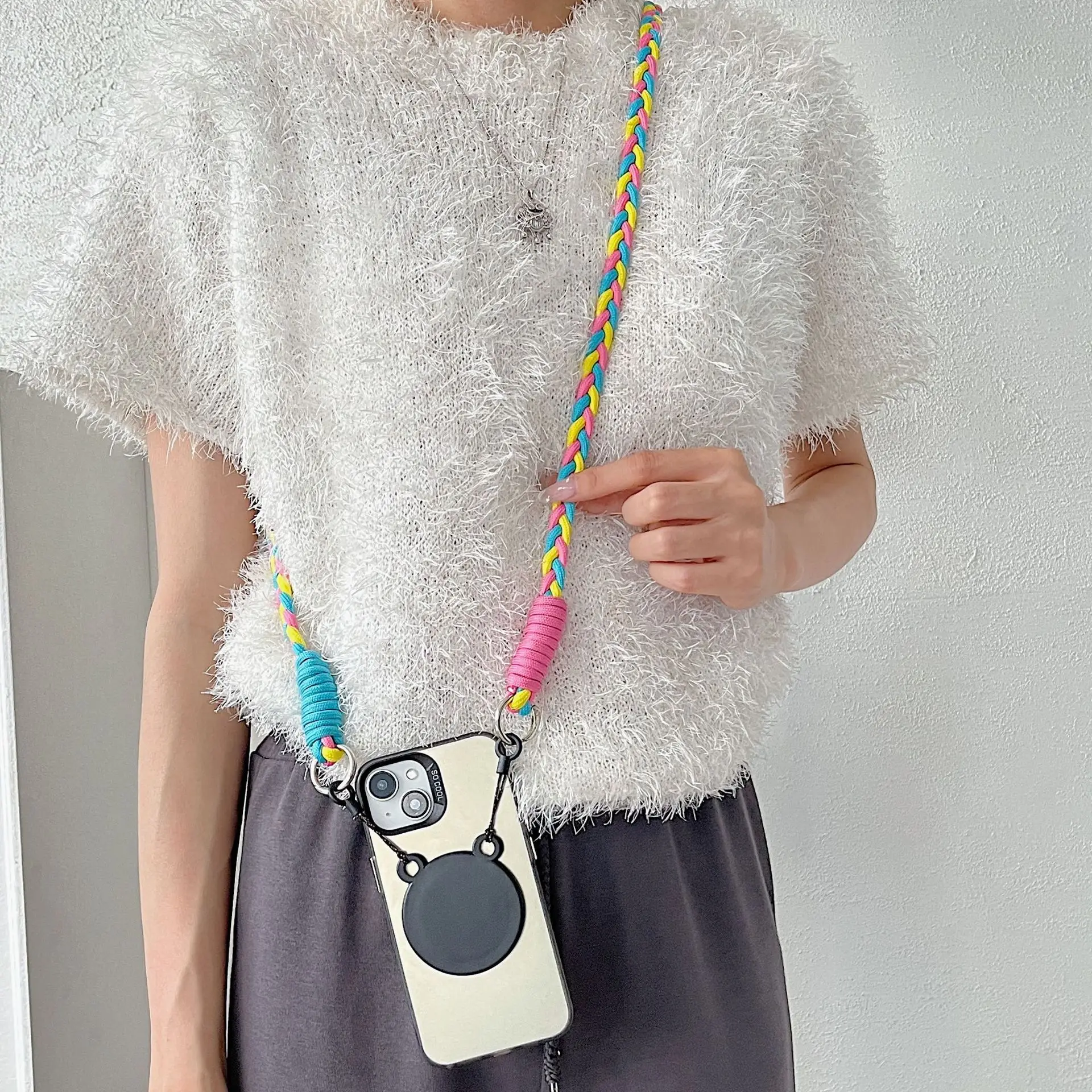 

Creative Colorful Magnetic Mobile Phone Lanyard Holder Cross-body Chest Lanyard Mobile Phone Bag Portable Hands-free Girl