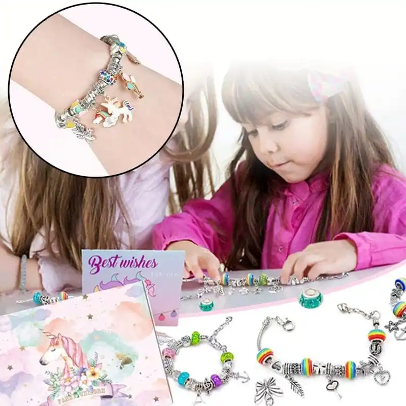 Girls Charm Bracelet Making Kit Children's Bracelet Beading Diy Handmade Christmas Handmade Crystal Beading diy Jewellery