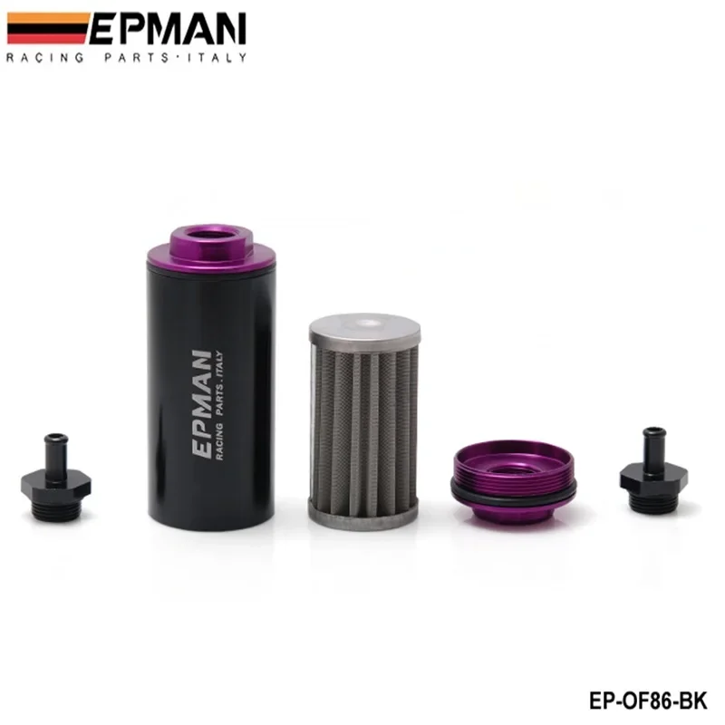 EPMAN Universal 100 Micron 8.6MM Aluminum High Flow Fuel Inline Petrol Filter Car Truck EP-OF86