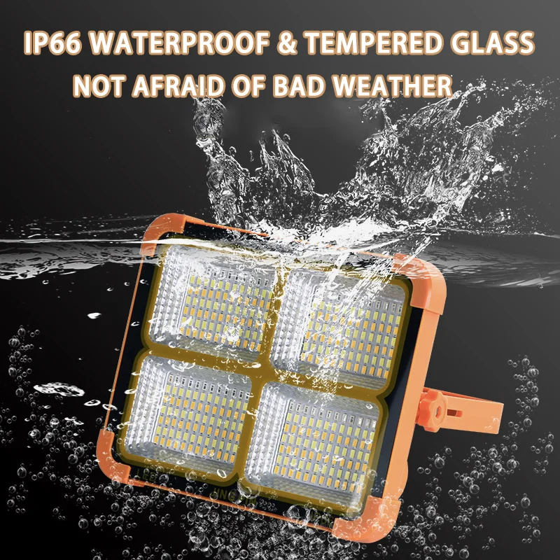 Rechargeable Strong Camping Light Portable LED Hiking Hook Tent Lamp Outdoor Powerful Solar Spotlight Maintenance Work Light