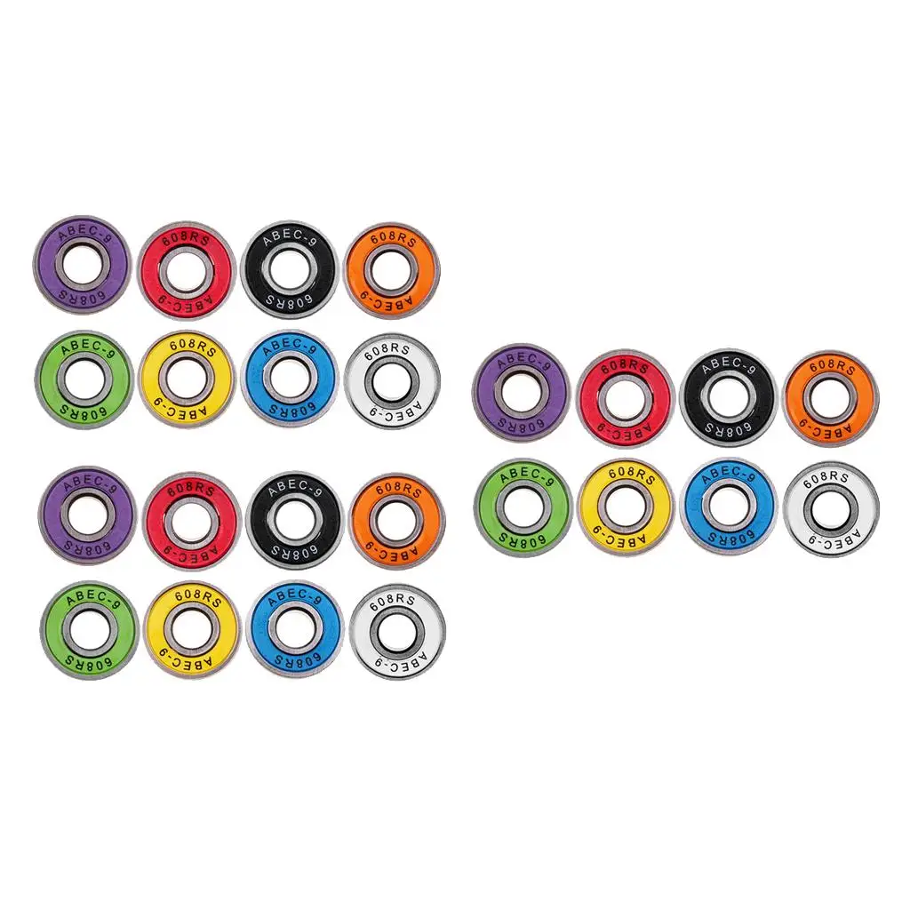 24Pcs 608rs Skateboard Bearing 8mm Bearing Longboard/Inline/Hockey/Roller
