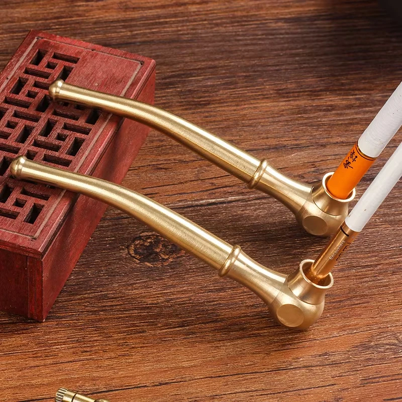 2026 New Bronze Three-Purpose Pipe, Thick, Thin, Filter-Type Tobacco Pipe, Portable, Detachable Metal Stem, Old-Fashioned Pipes view 5