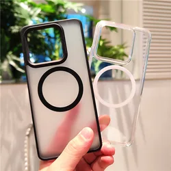 Xiaomi 14 13 Pro 용 마그네틱 케이스 Xiaomi 13 магнитный 용 충격 방지 Magsafe 무선 충전 투명 커버