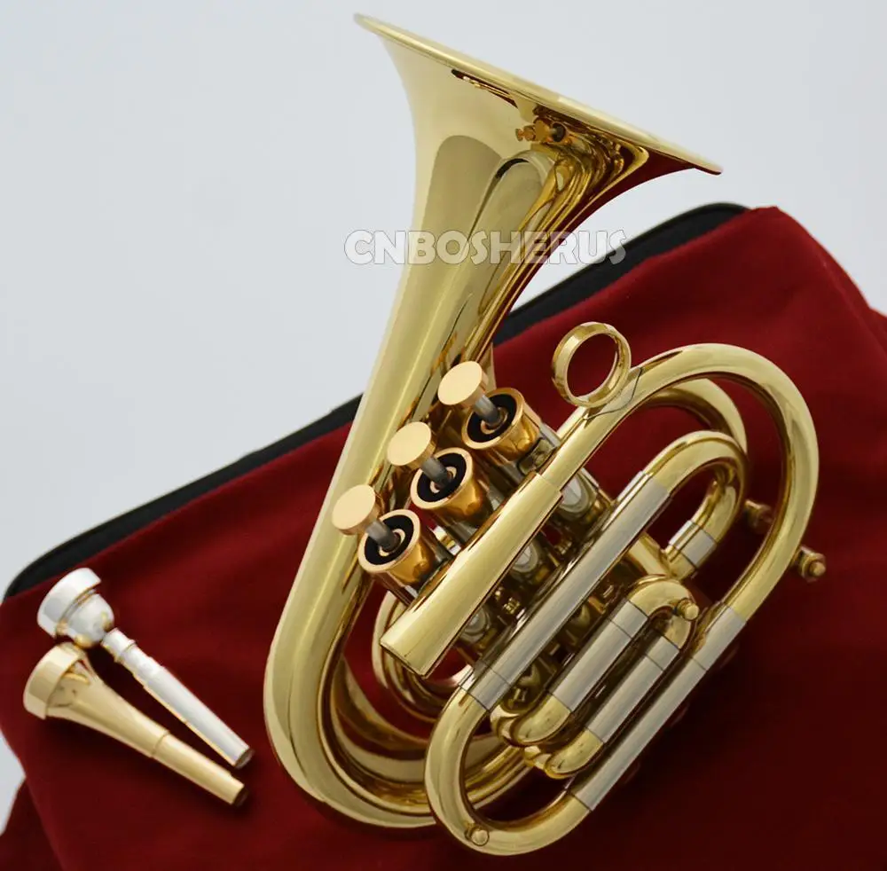 High quality Professional Pocket Trumpet Bb Keys Dizzy style bell