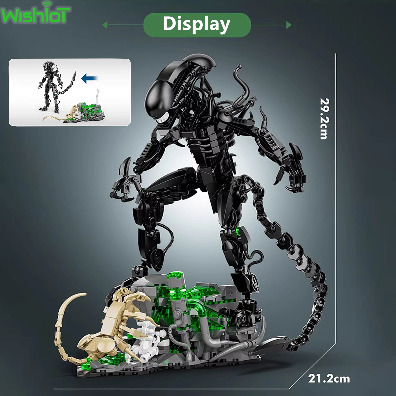 958PCS MOC Alien Monster Model with Lighting Building Blocks 3D Figure Toy Assembly Brick Set Kids Adults Creative Birthday Gift