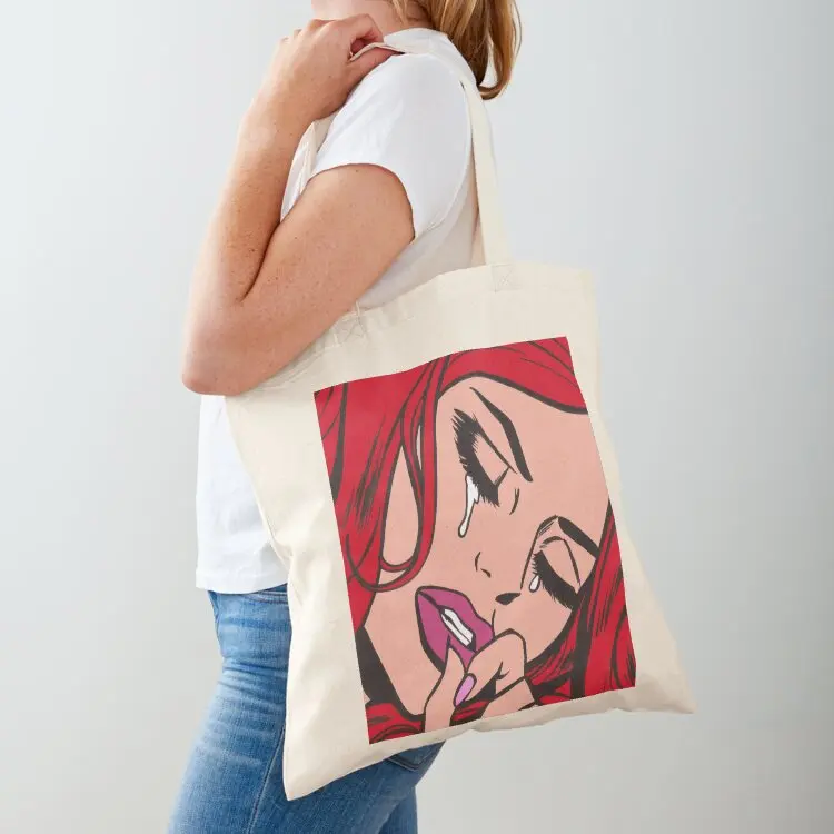 

Red Crying Comic Girl Tote Bag female bag bags luxury women Women's shopper woman shopping bag