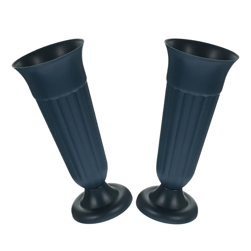 

2pcs Grave Flower Vase Memorial Urn Planter Roman Column Large Size Green Stable Base Cemetery Pots Flower Arrangements Indoor