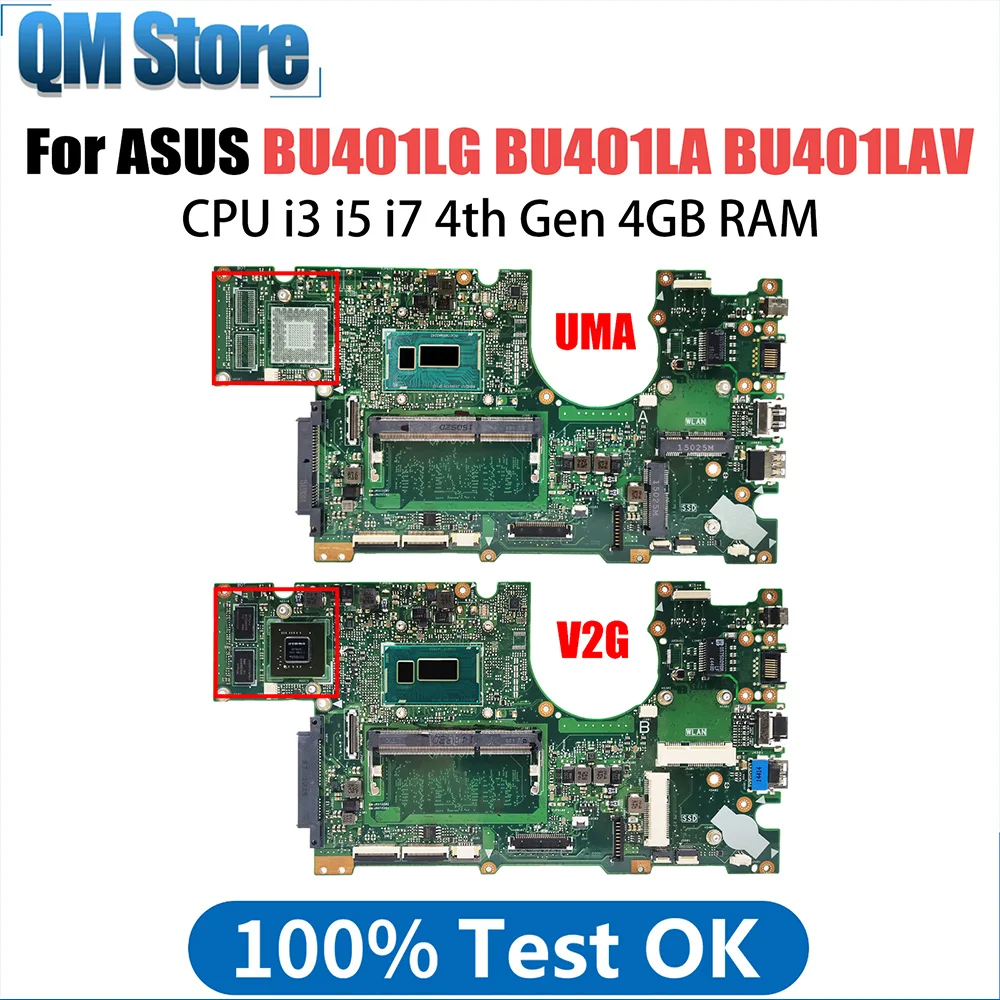 BU401LG Notebook Mainboard For Asus BU401L BU401LA BU401LAV Laptop Motherboard With CPU i3 4th Gen 4GB RAM GT730M