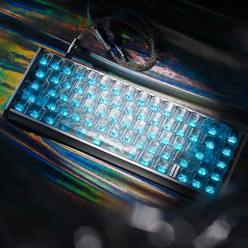 Carbon Fiber Texture Transparent PC Keycaps Printstream Korean Double Shot Cherry Profile Keycap for Gateron Mechanical Keyboard
