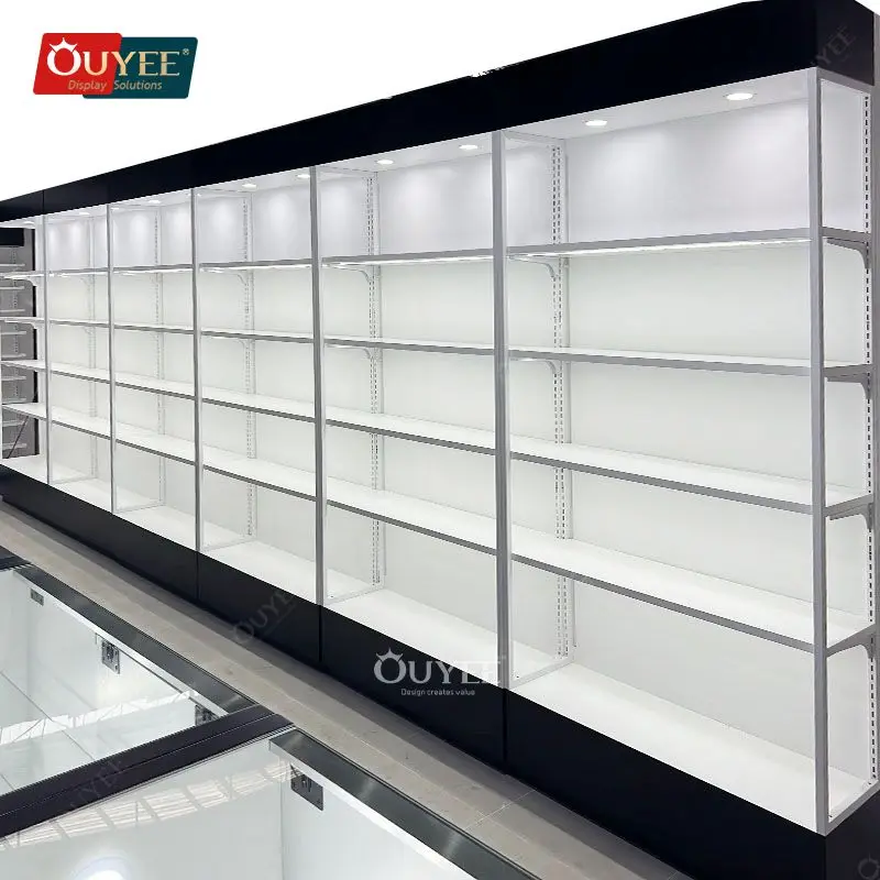 Customized-Ouyee Led Light Wood Display Shelves Glass Shop Display Cabinets Smoke Shops Supplies Glass Display