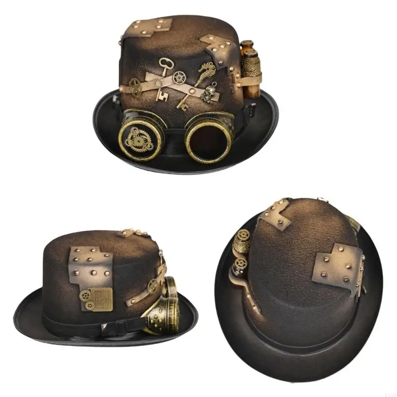 K1me steampunk Men Hat com óculos óculos vintage chapéu hat gay hat hat gothic steampunk tip halloween mascarerade