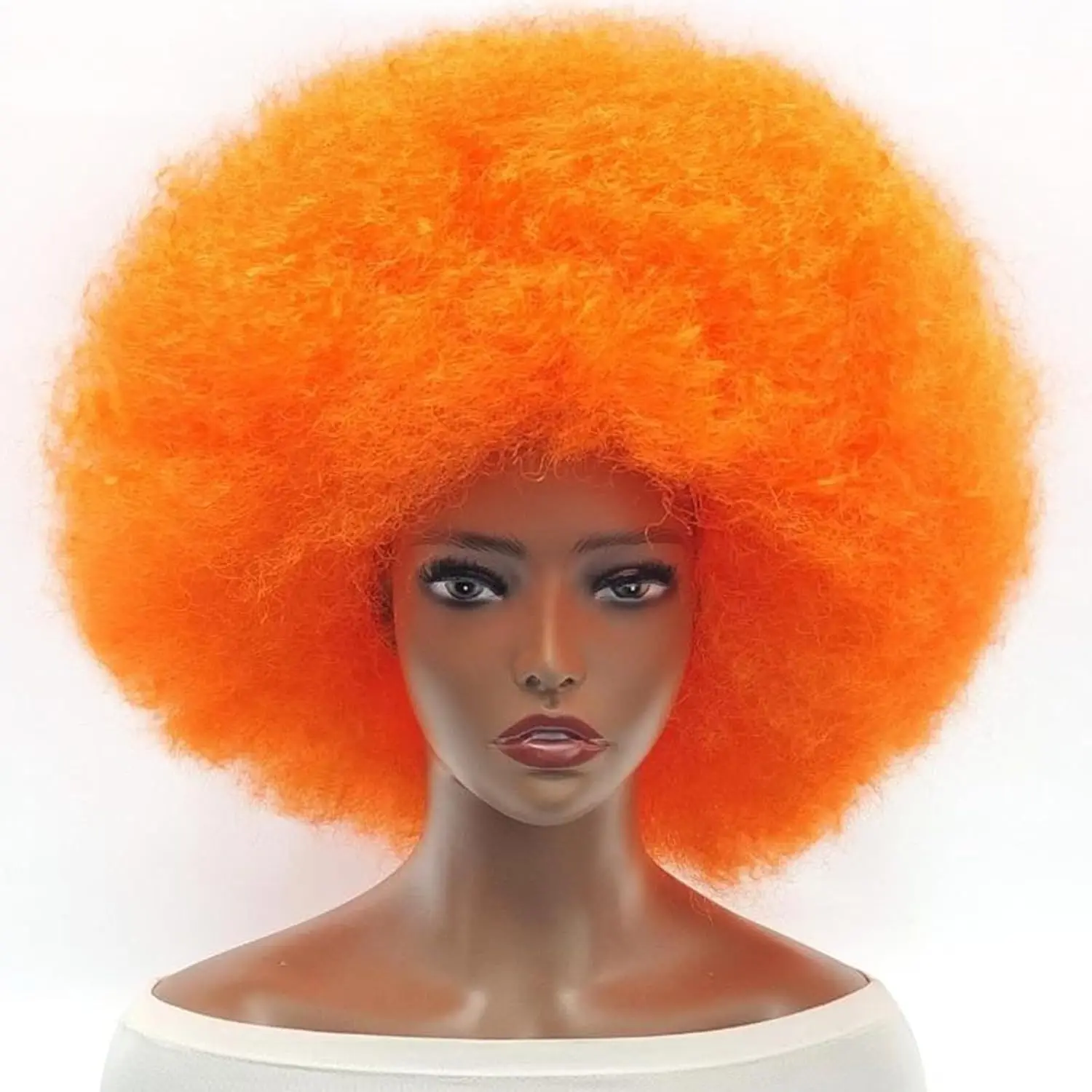 

Afro Wigs Women Orange Wear and Go Wig Curly Afro Puff Synthetic Wigs for Daily and Party Halloween Costume Use
