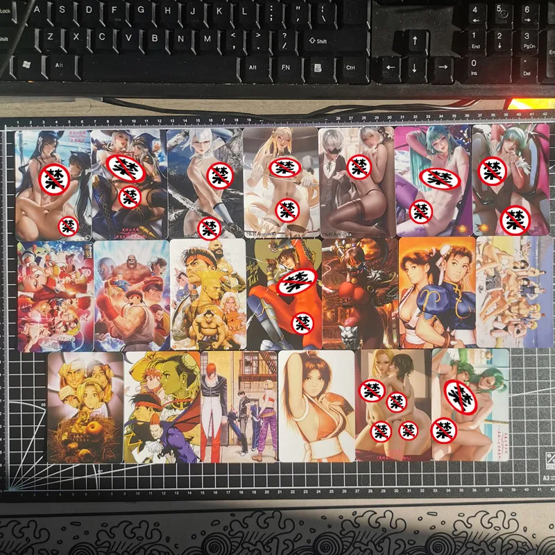 20 Pcs Homemade Anime Chun-Li Girl Cards Character Series ACG Sexy Nude Cards Kawaii Toys Gifts Games Comics Collection Cards