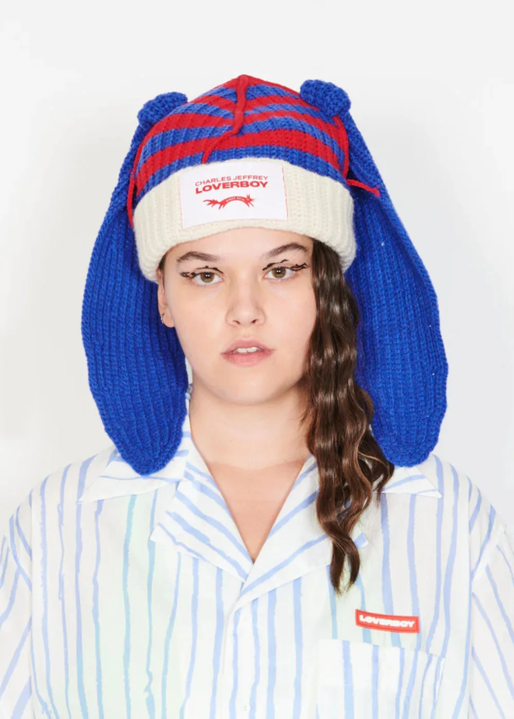 2023 new Winter Skullies Cute Women Long ears fox Hat Crochet Knitted Costume Beanie Hats Women Color matching Gift Hip-hop Cap