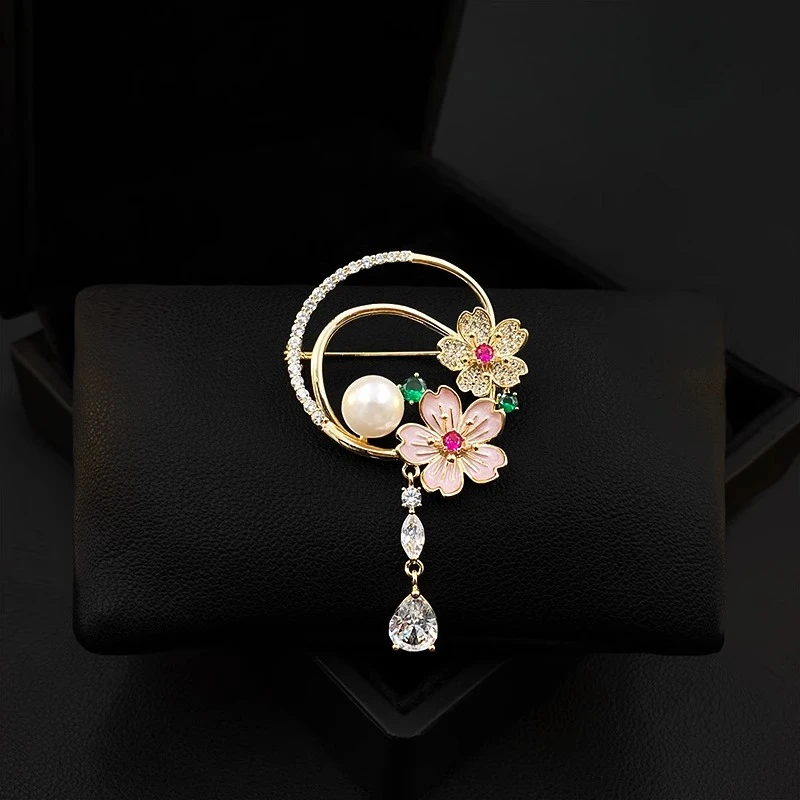 

Spring Blossom Cherry Flower Brooch for Women High-end Exquisite Fashionable Suit Pin Elegant Corsage Versatile Accessory 5593