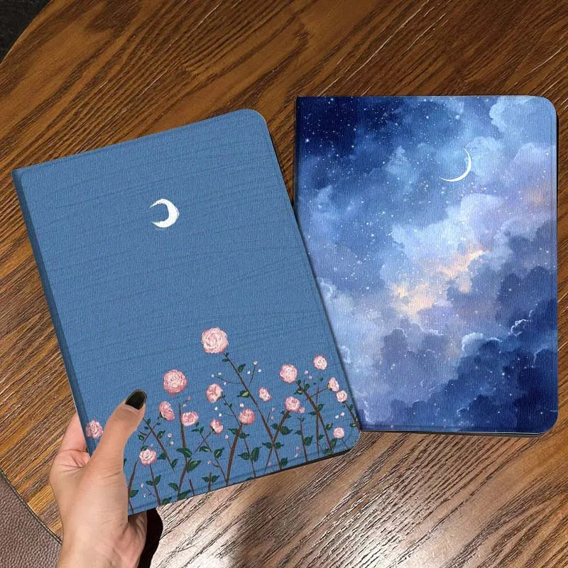 Cartoon Pink Flower Moon Gift Tablet Case For Apple iPad Air Pro mini 1 2 3 4 5 6 7 8 9 11 M2 M3 M5 M4 5th 6th 7th 10th 11th
