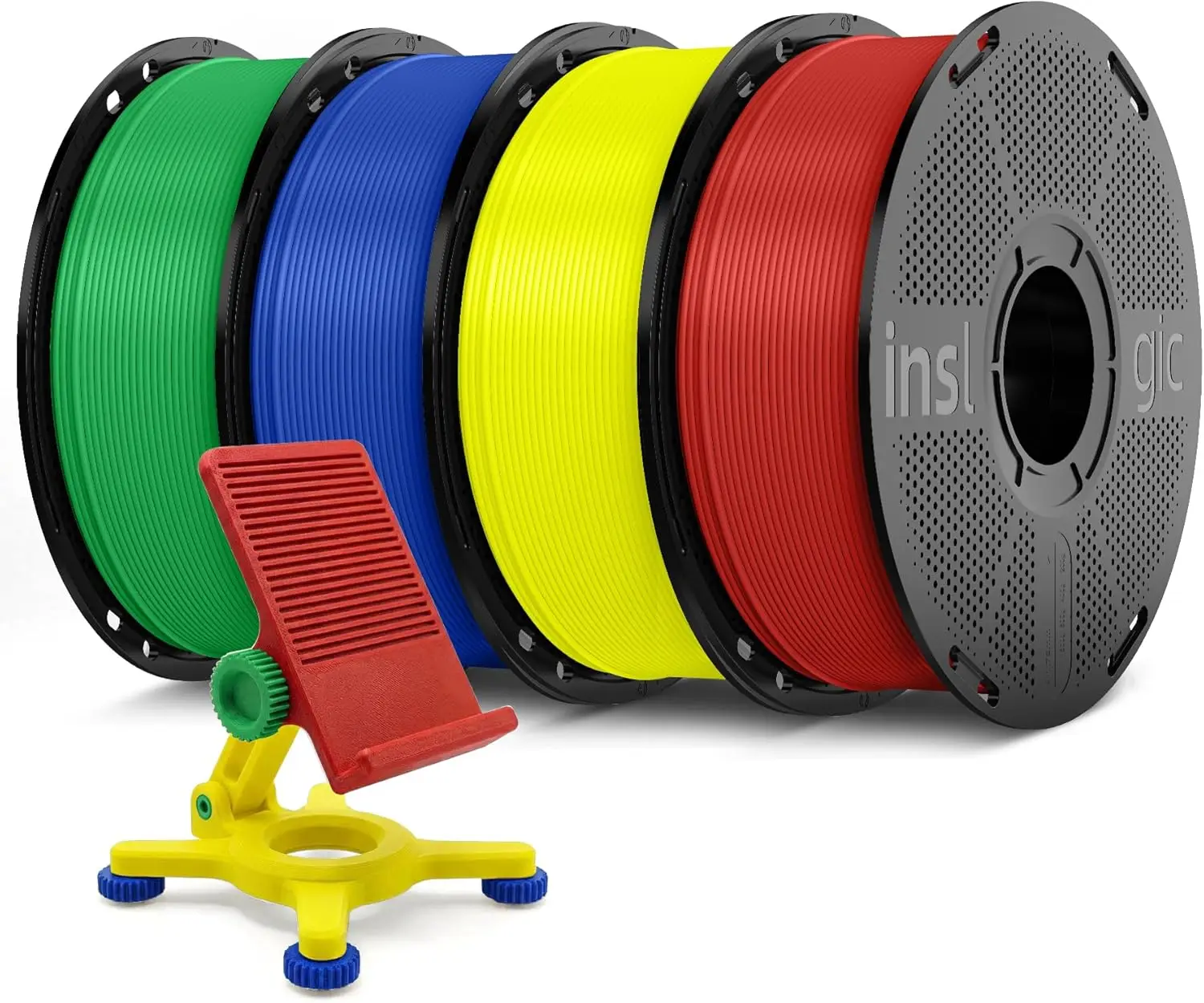 

High-Speed PETG Filament 1.75mm, Strong Toughness, High Precision ±0.02mm, 4 Spools 1kg Each (Red+Yellow+Blue+Green), Compatible with FDM Printers