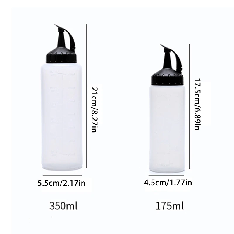 175/350ml Squeeze Oil Bottle Plastic Seasoning Dispenser for Soy Sauce Salad Dressing Fast Cooking Commercial Kitchen Use