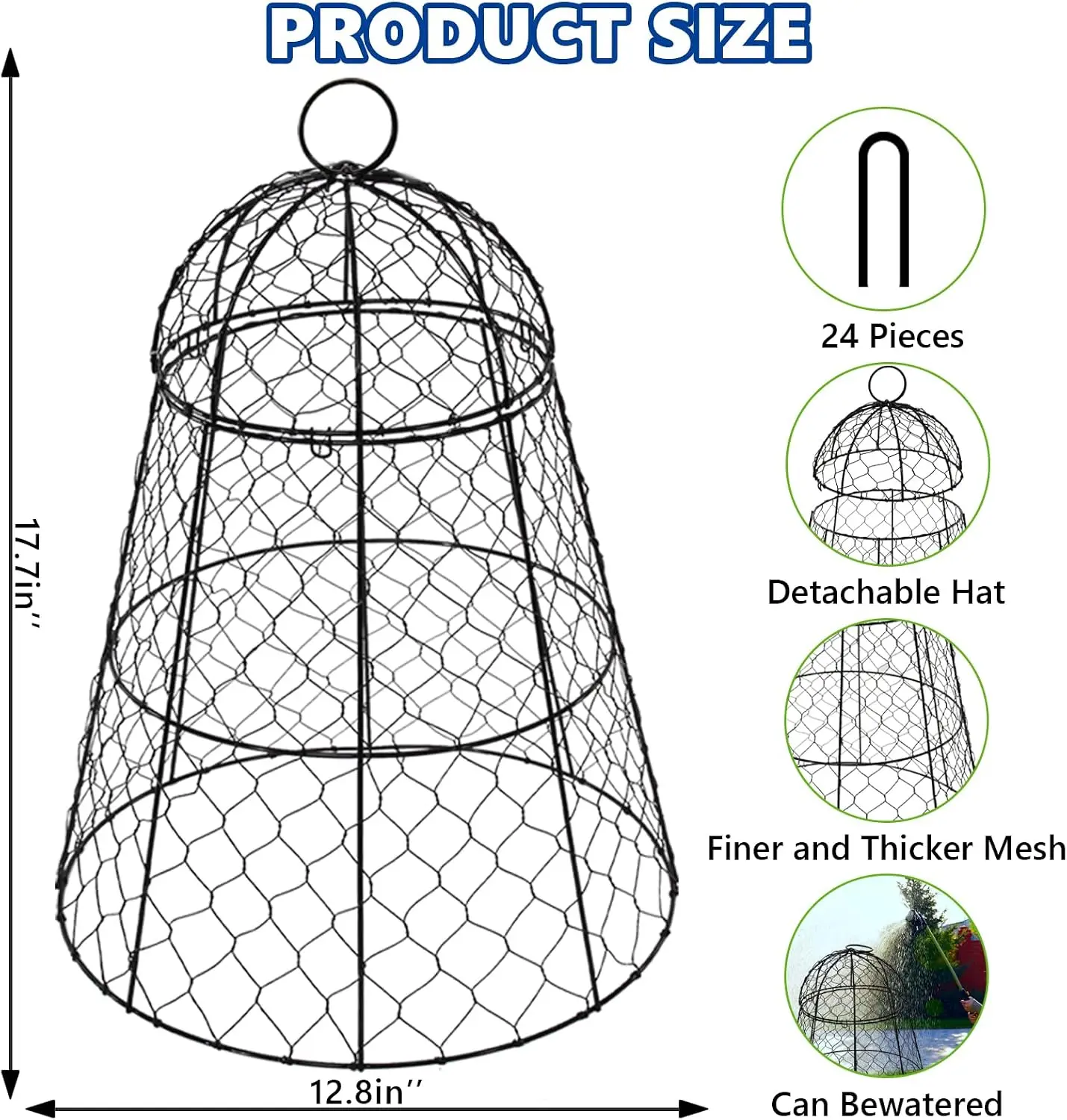 Garden Cloches for Plants - Set of 12 Chicken Wire Plant Cages and Plant Protectors from Animals, 17.7