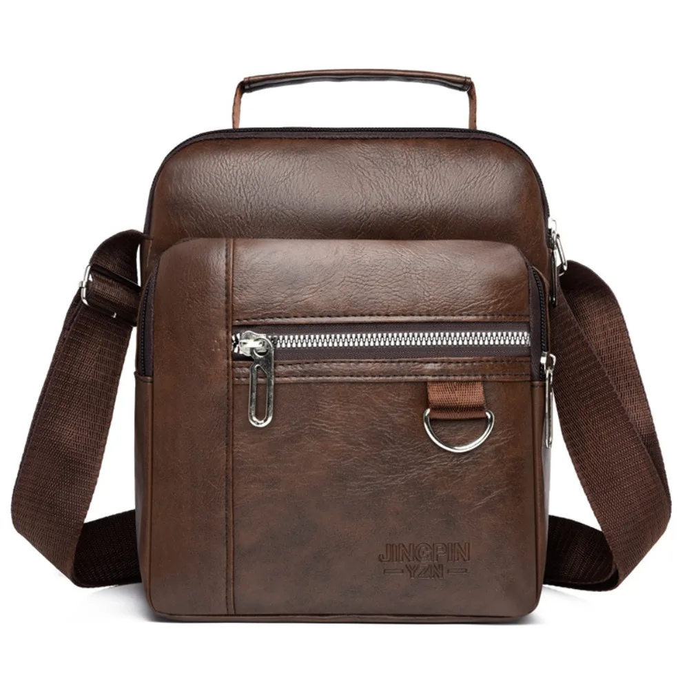 

PU Leather Leather Crossbody Bag Black Brown Multifunctional Men's Sling Bag Large Capacity Waterproof Shoulder Messenger Bags