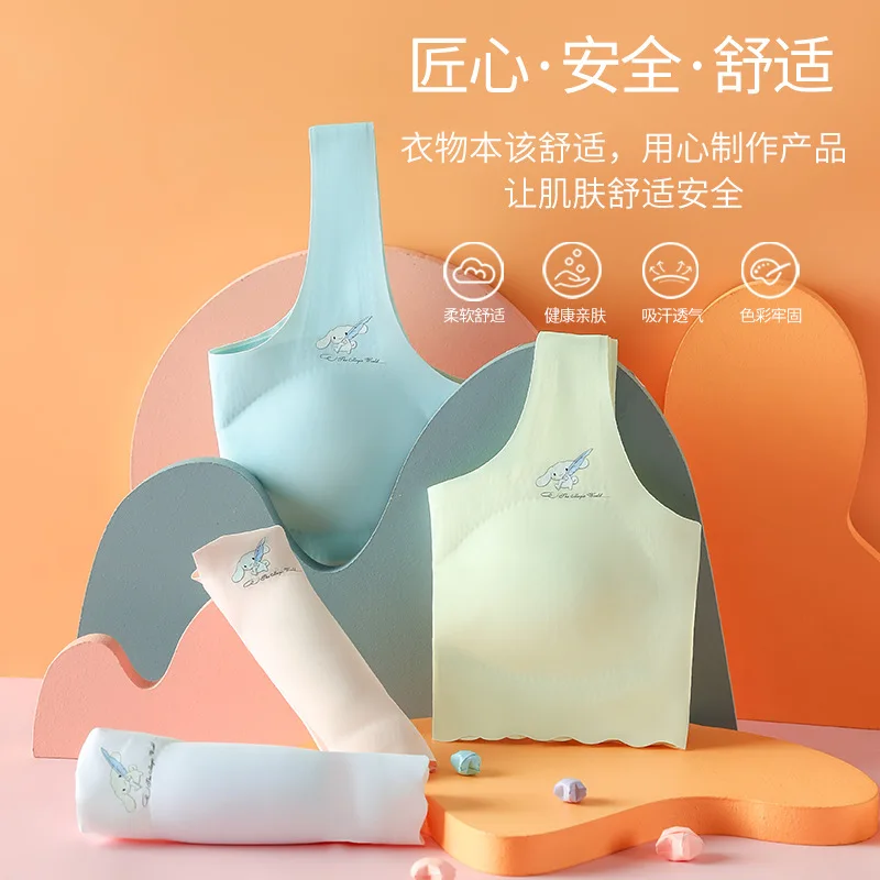 

3 pcs/lot,Development period girls underwear seamless comfortable girl big children bra thin student small vest.
