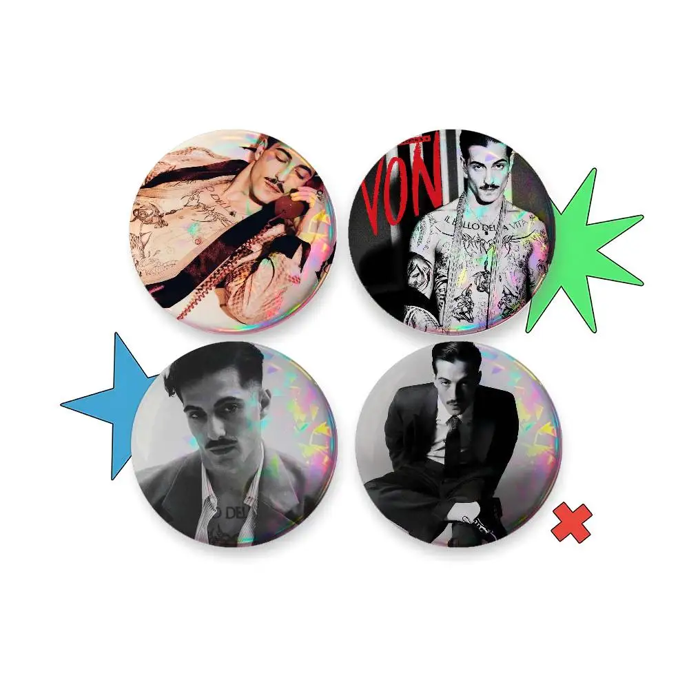 Rock Singer D-Damiano David For Badge Custom Laser Hologram Enamel Pin Badge Metal Lapel Brooch For Clothes Bag Accessory Gift