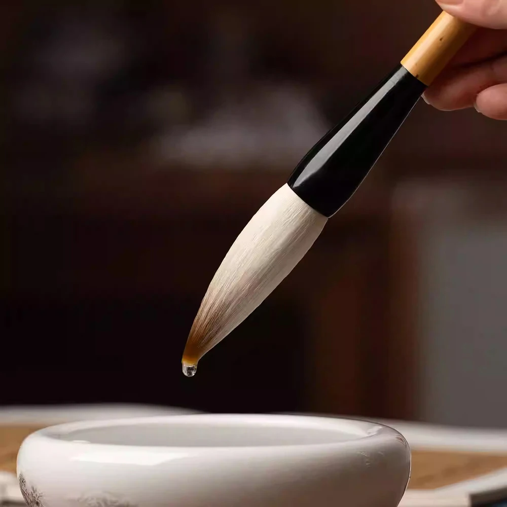 Art Supplies, Large Calligraphy Brush, Goat & Wolf Hair Mix, for Couplet Painting, Handmade Bamboo, Professional Artist Gift Box
