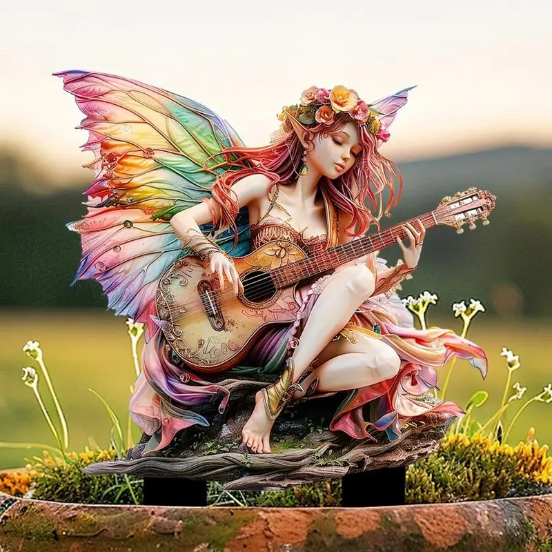 Fairy Figurines Acrylic Flat Fairy Plant Pot Decorations Garden Stakes Flower Pot Decorations Small Garden Gnome Figurines For