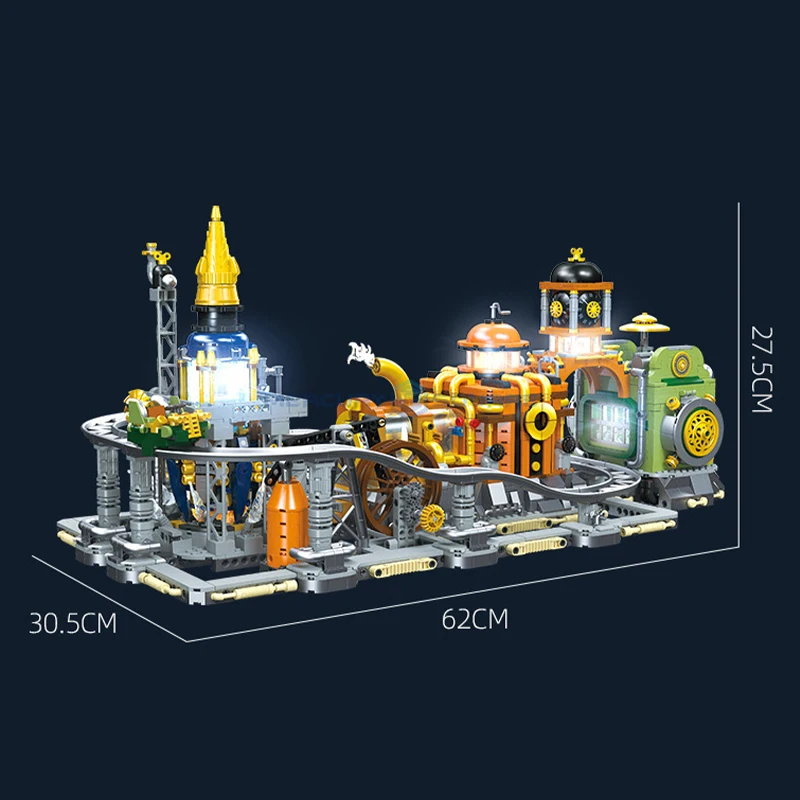 Steampunk Moon ฐานรุ่น Building Blocks MOC JJ9114 Aerospace Limited Modular สถาปัตยกรรมอิฐ DIY ไอเดียของขวัญของเล่นเด็ก Aldult