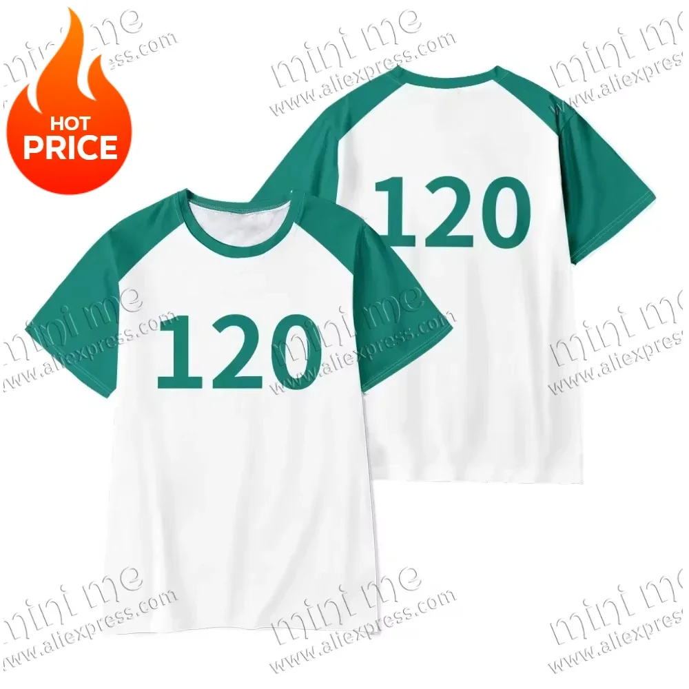 2025 temporada de verano 2 Squid Seong Gi-hun ropa de Cosplay 120 001 camiseta de jugador Unisex Camiseta de manga corta con cuello redondo de secado rápido