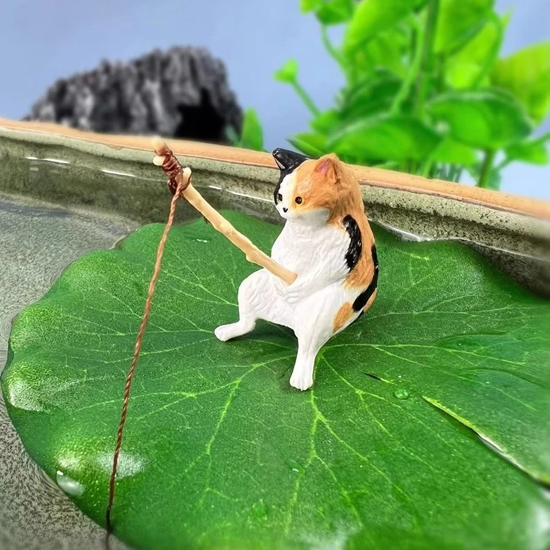 1PC Small Fishing Cat Creative Aquarium Decoration Aquarium Accessories Fish Tank Accessories Aquarium Accessories Decoracion image 3