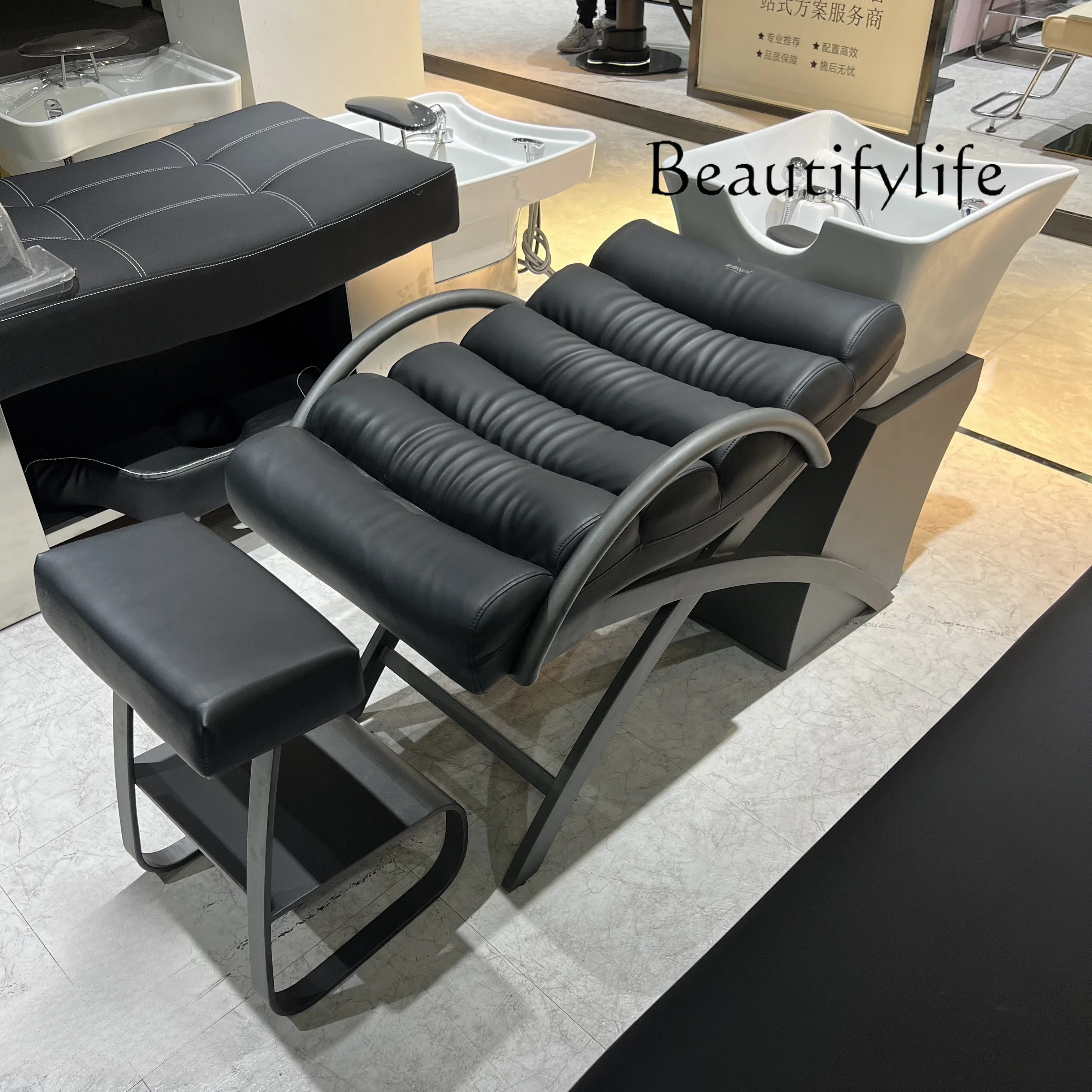 Ceramic Basin Barber Shop Hair Salon Shampoo Chair for Hair Salon Lying Half Hair Salon Flushing Bed