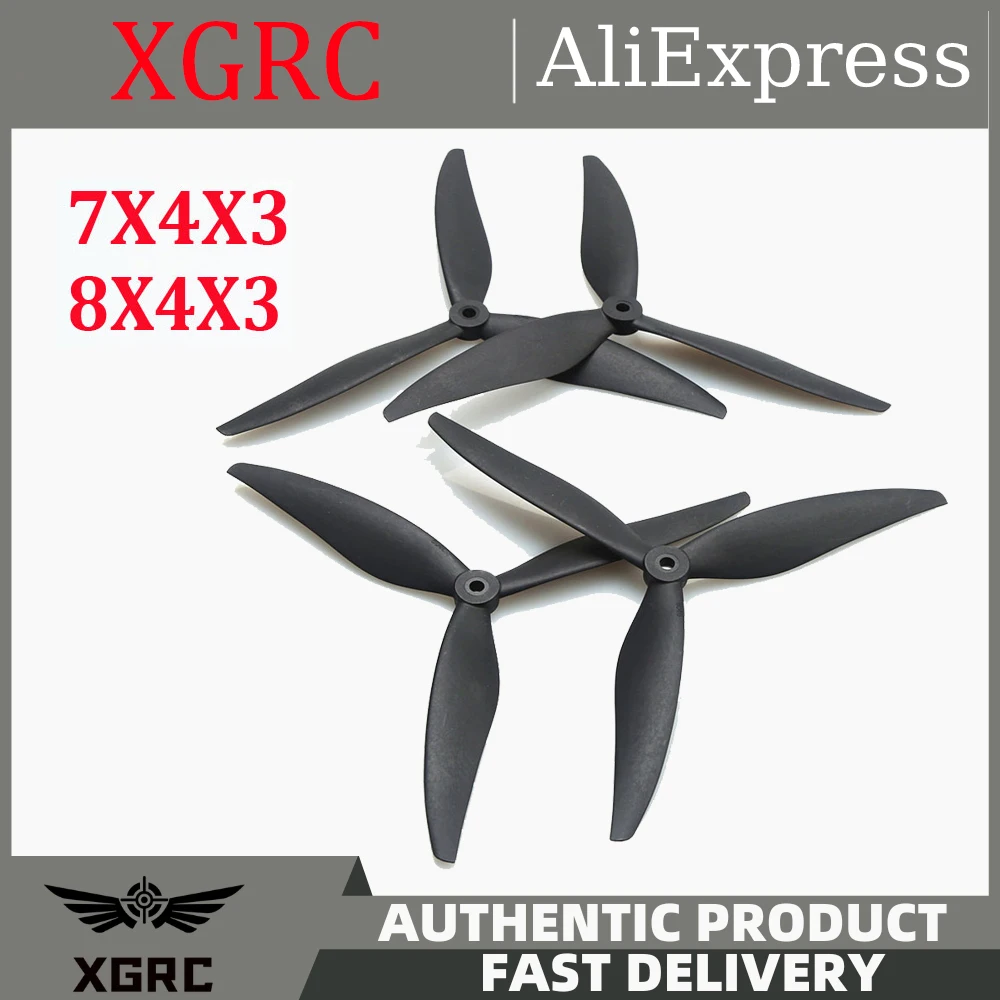 

2Pairs Tracker 7X4X3 8X4X3 7040 7inch 8040 7inch 3 blade/tri-blade Propeller Fiberglass nylon for 7inch 8inch FPV RC Drone