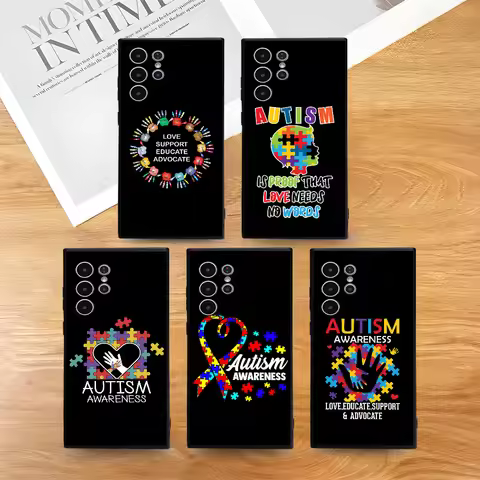 Autism Support Puzzle Phone Case For Samsung Galaxy S25 S24 S22 S23 Ultra S21 S20 Plus 5G Frosted Non-Slip Full Cover Case
