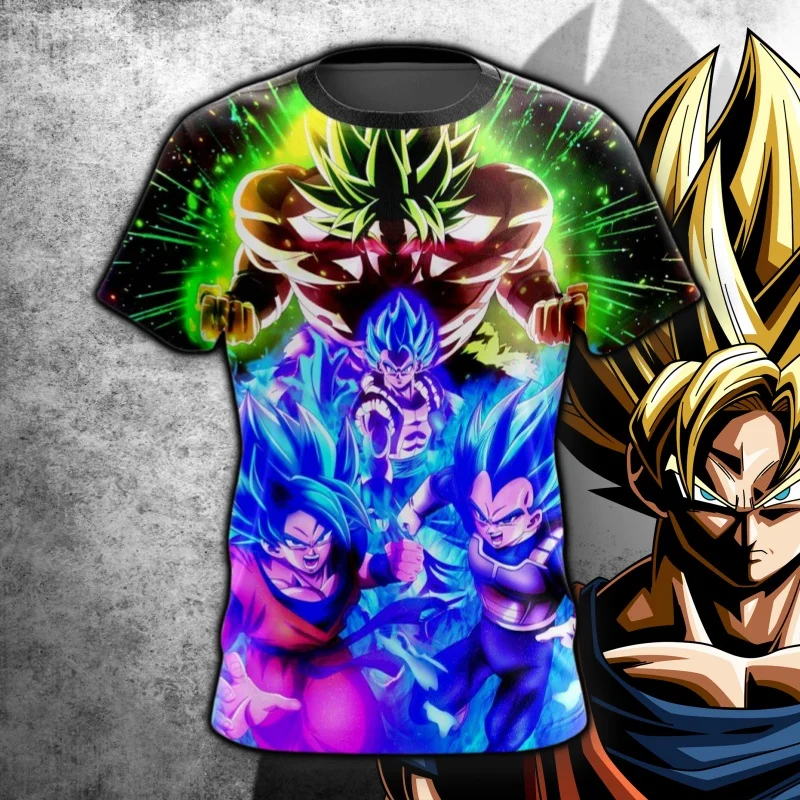 

2025 New Dragon Ball T-shirts Gogeta&Broly T-shirts DBZ Shirt Summer Anime 3D Printed T-shirt Short Sleeve Men's T-shirt Y2K Top
