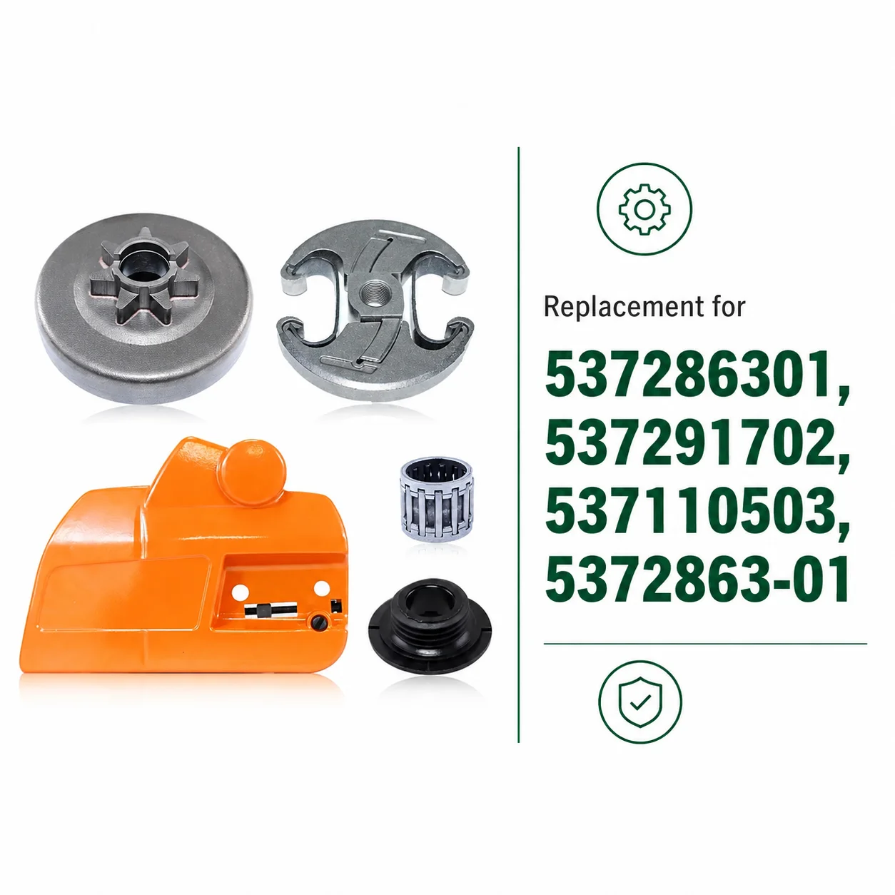 Clutch Cover for Husqvarna 455 460 Rancher 461 Jonsered CS2255, Clutch Drum Worm Gear Bearing, Replace 537110503 537286301 view 2