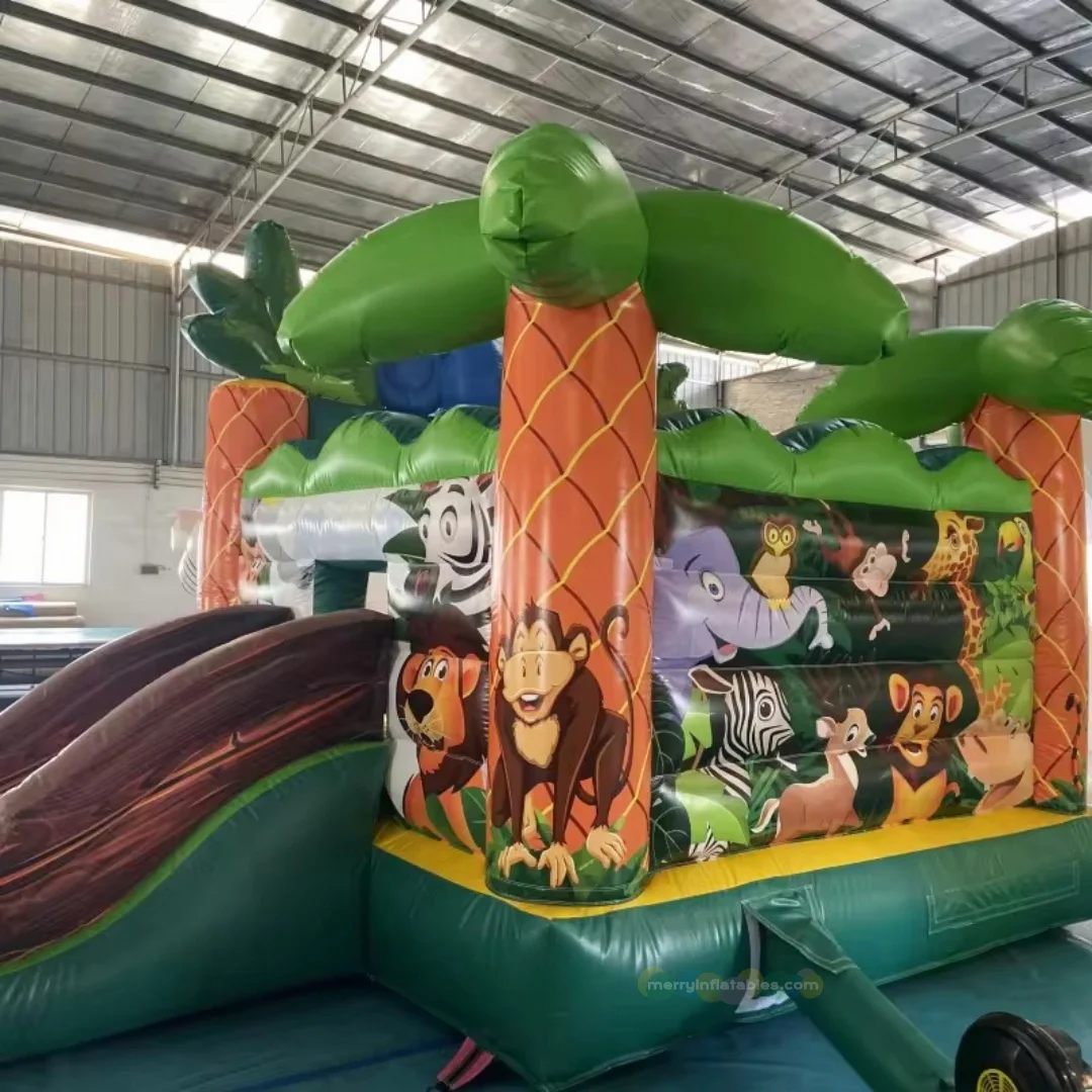 Picture 7: Safari Animal Inflatable Slide Combo Jungle Theme Jumping Castle Combo château gonflable Springkastelen