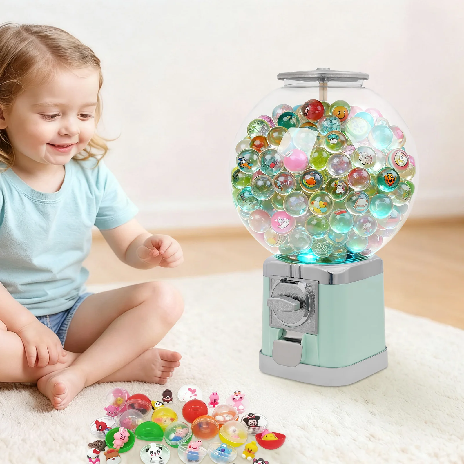 

Zinc Alloy Freestanding Vending Dispenser 500 1.26-Inch Diameter Balls Capacity Vending Machine 5kg Load-Bearing Capacity Automated Retail Machine for Selling Small Capsule Toys Pinballs Etc