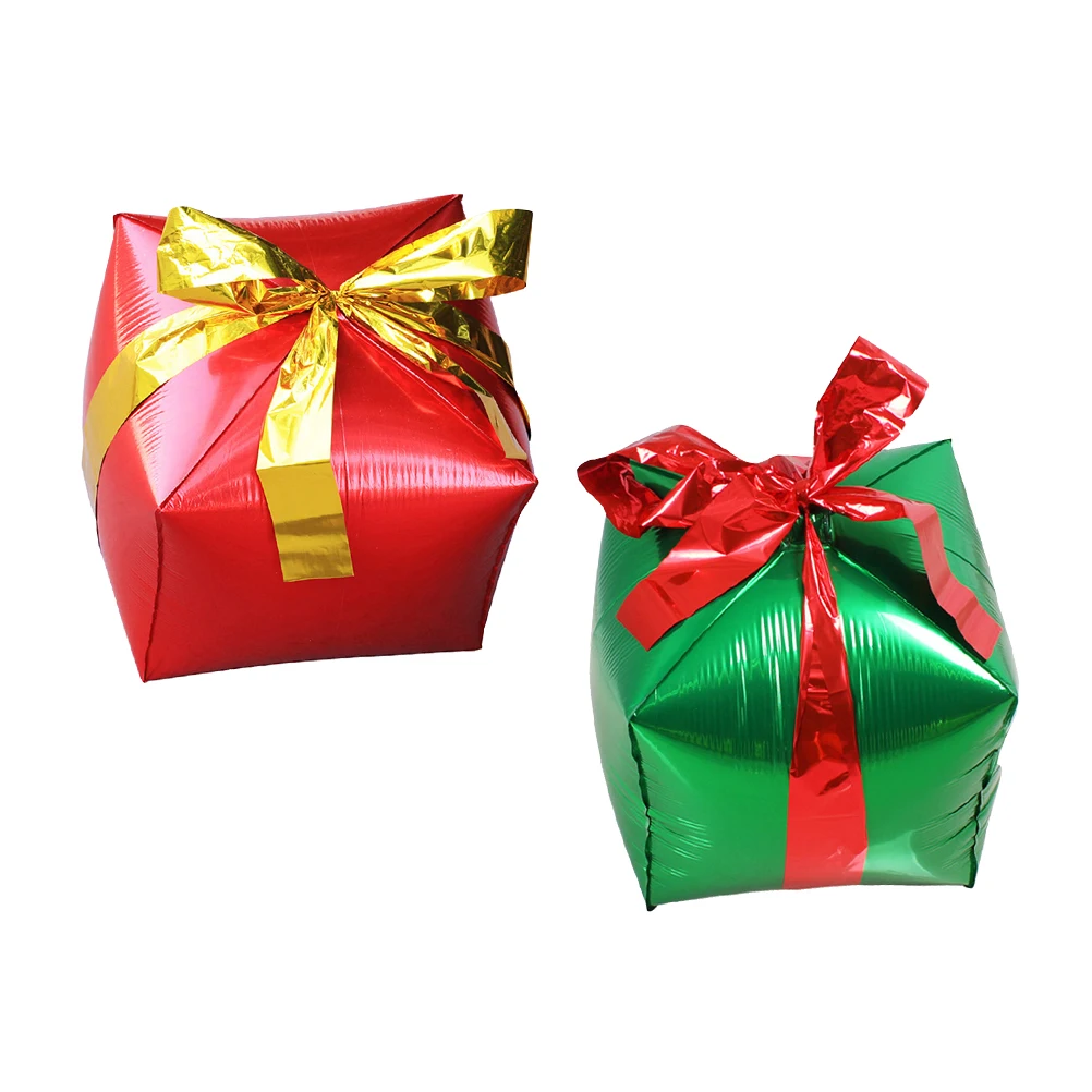 

2Pcs Gift Box Balloons Premium Material Safe NonLeak Bright Colors Christmas Decor Home Bar Club Photo Background Party Supplies