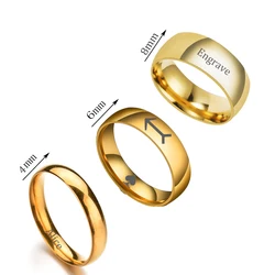 Acheerup Personalized Engrave Name Date 4mm/6mm/8mm Rings for Women Stainless Steel Gold Color Sphere Couple Rings Jewelry Gift