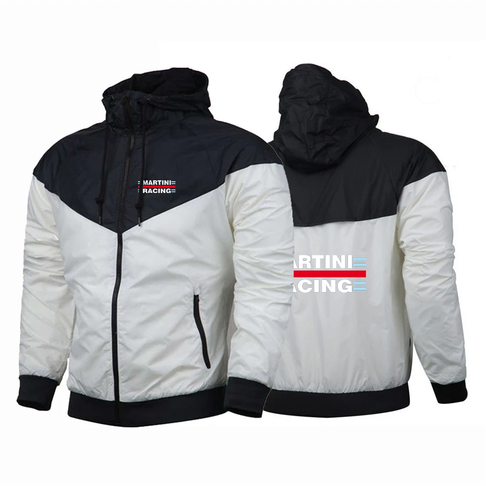 2023 New Men's Martini Racing Printing Fashion Patchwork High Quality Zipper Hooded Fitness Harajuku Comfortable Hoodies Coats