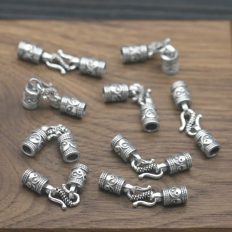 

Кнопка из стерлингового серебра 925 пробы, красная веревка, тканая кнопка для браслета, аксессуары «сделай сам», ожерелье, пряжка, пряжка для головы, аксессуар 4 мм