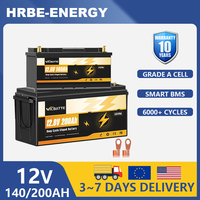 12V 140Ah 200Ah LiFePO4 Lithium Battery Built-in BMS,Grade A Cells,Low Temperature Protection,Ideal for RVs,Solar Energy Storage