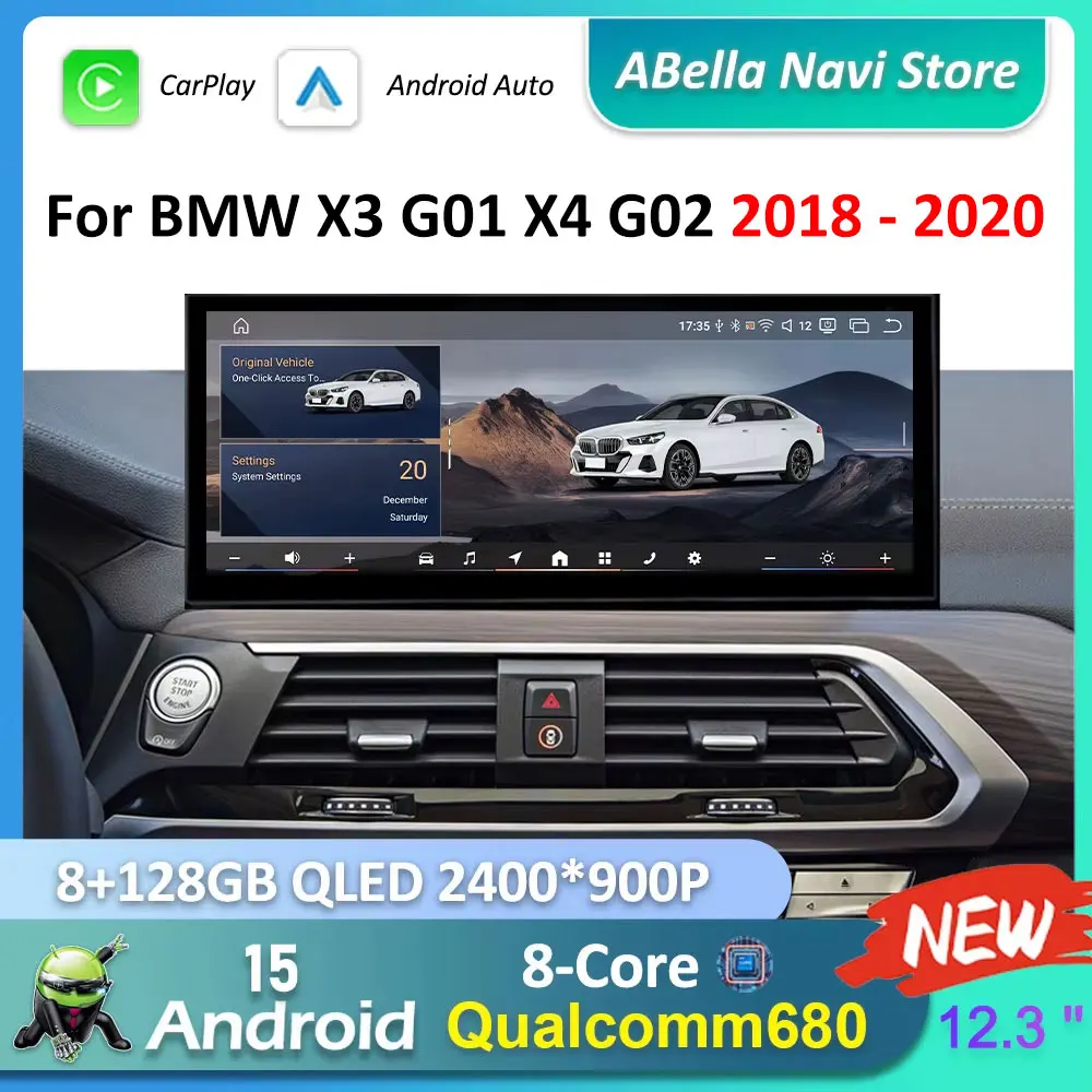 LIARO-NAVI 12,3 Zoll für BMW X3 G01 X4 G02 2018 - 2020 EVO System Android 16 Auto-Video-Multimedia-Player GPS Navi WiFi Touchscreen BT - EVO 2G-64G T